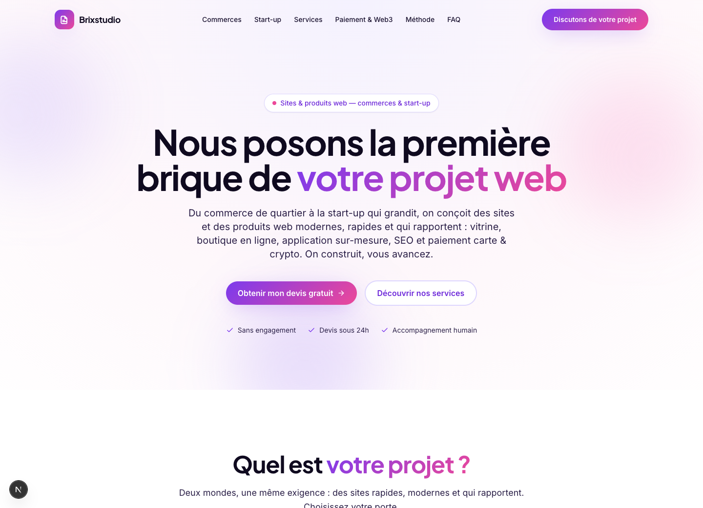 Aperçu du site Brixstudio : notre site