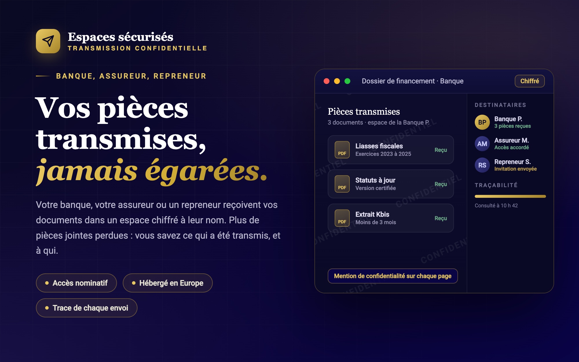 Aperçu du site Espaces sécurisés