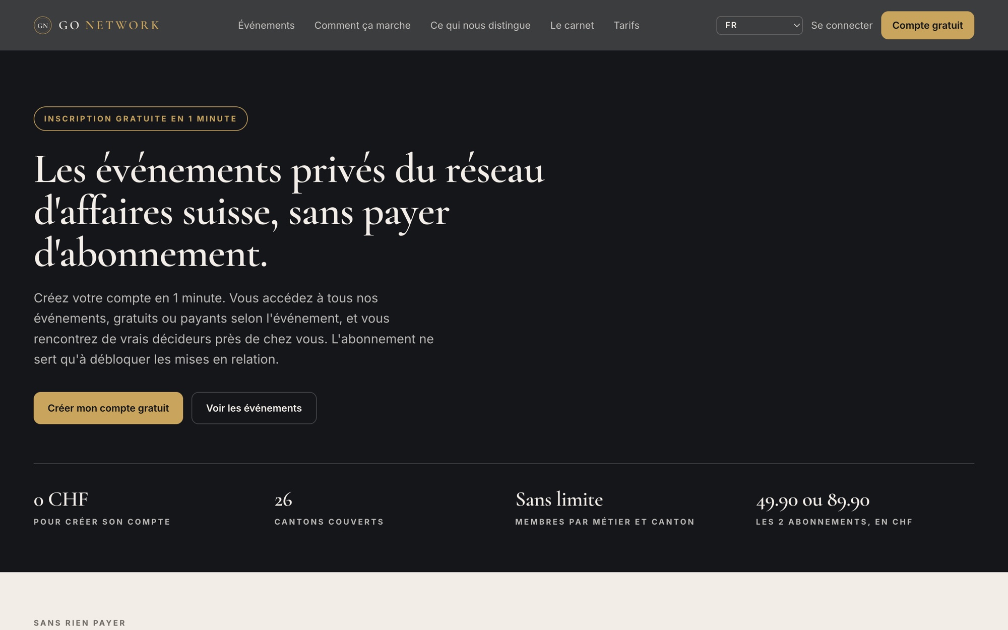Aperçu du site Go Network
